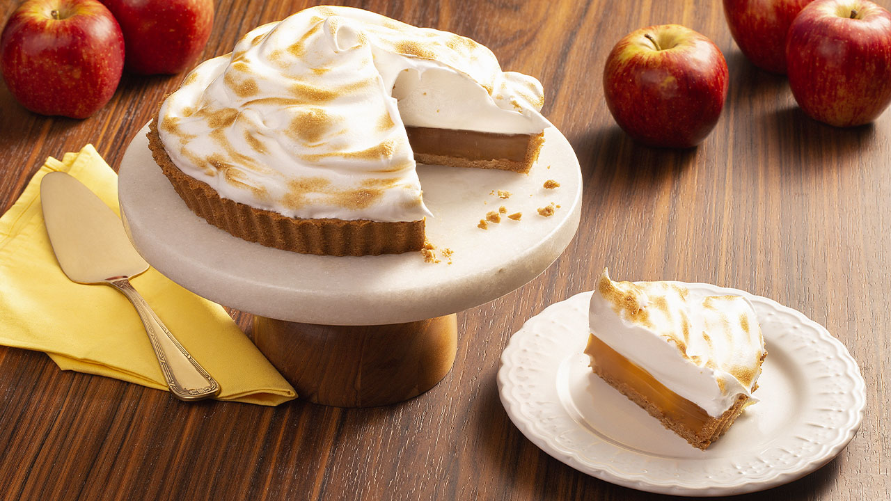 Torta cristal de maçã com merengue